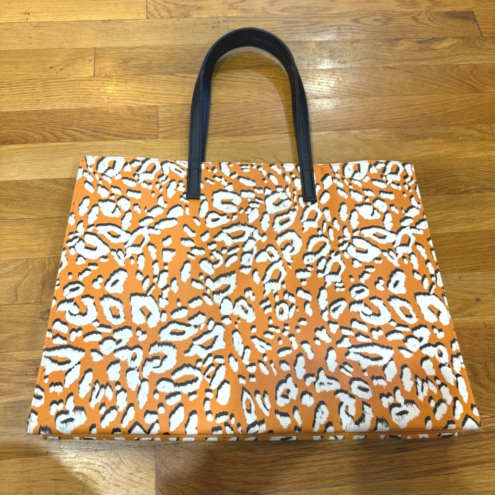 Ted Baker London Lilecon Orange Leopard Print Large‎ Icon Tote Bag Shopper